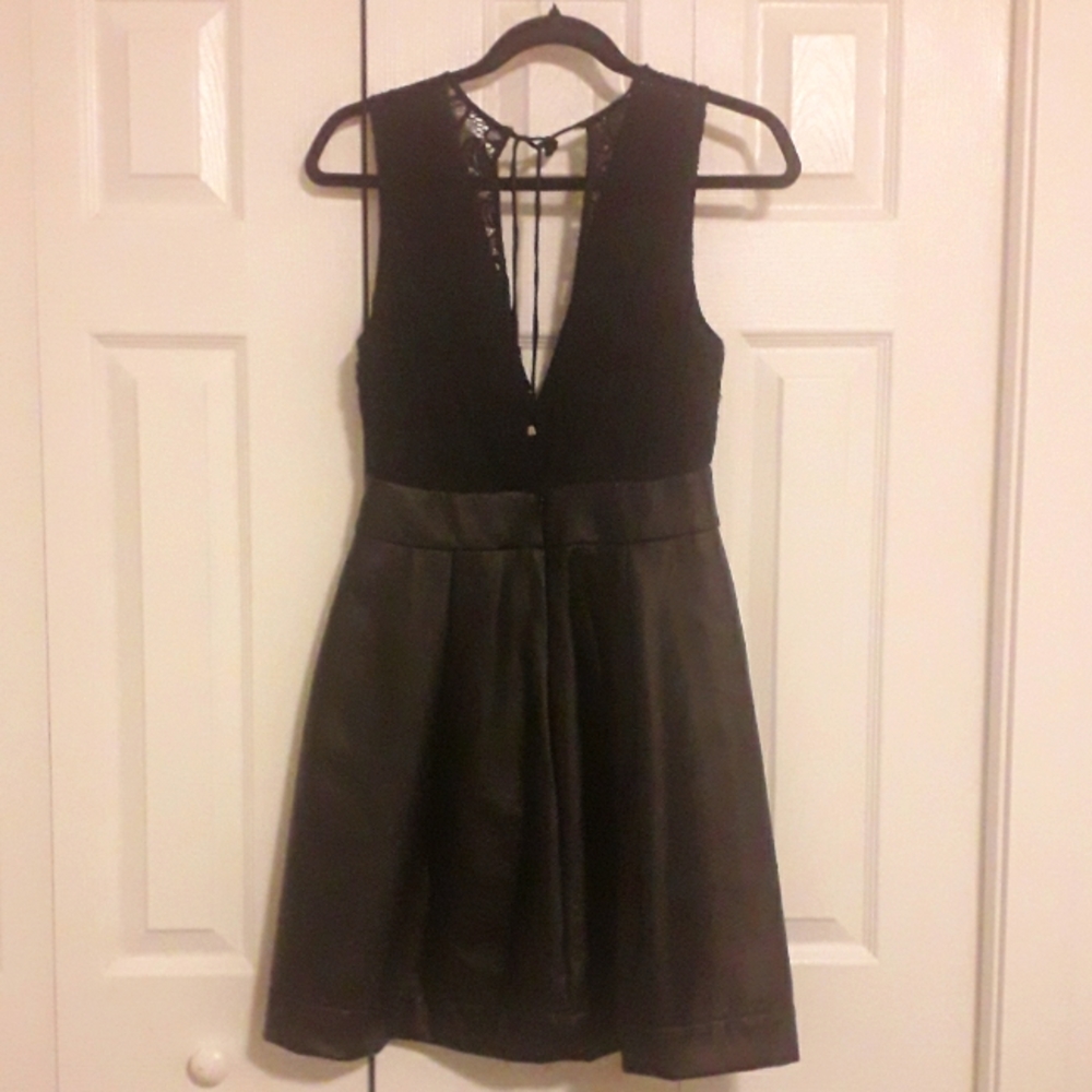 Lace and leather imitation Black Dress, Colombian brand Studio F, size M